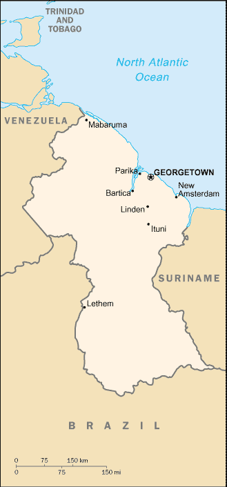 Landkarte Guyana