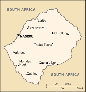 Landkarte Lesotho